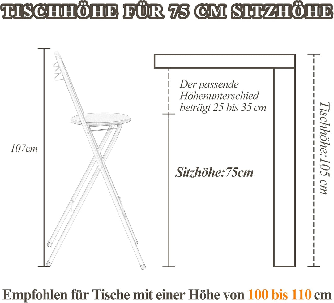 1 Stück Barhocker Klappbar mit Lehne, Klapphocker Faltbar Barstühle Bar Hocker Klappbar Holz Stuhl K