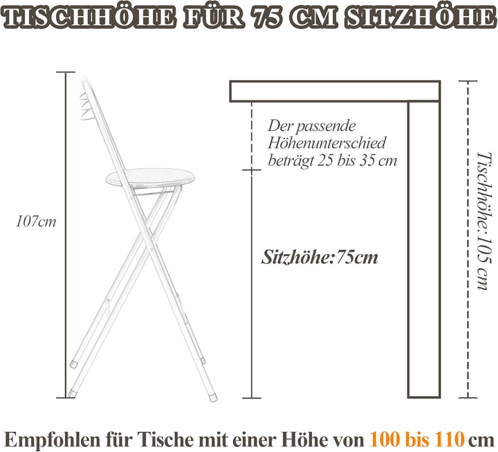1 Stück Barhocker Klappbar mit Lehne, Klapphocker Faltbar Barstühle Bar Hocker Klappbar Holz Stuhl K