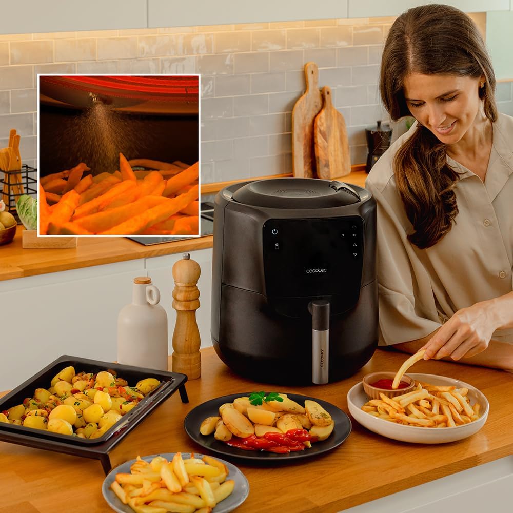 Cecotec Cecofry Rain Pack Luftfritteuse, ölfrei, 5,5 l, mit Zubehör, 1550 W, eingebautes Ölspray, au