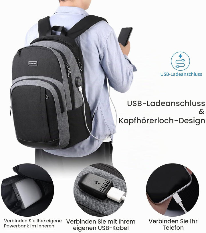 Schulrucksack Jungen Mädchen Teenager, Rucksack Herren Damen Daypacks für 15.6 Zoll Laptop Rucksack