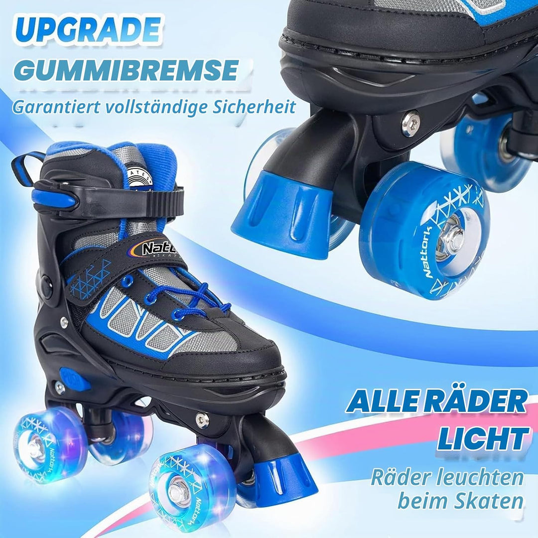 Nattork Kinder Rollschuhe für Mädchen, Jungen und Anfänger, 4 Grössen Verstellbare Rollschuhe mit Le