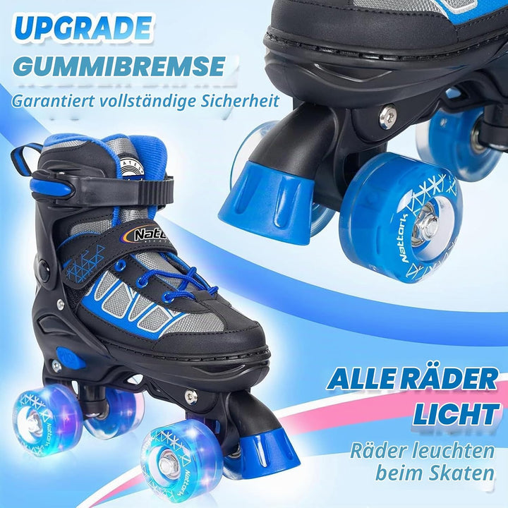 Nattork Kinder Rollschuhe für Mädchen, Jungen und Anfänger, 4 Grössen Verstellbare Rollschuhe mit Le