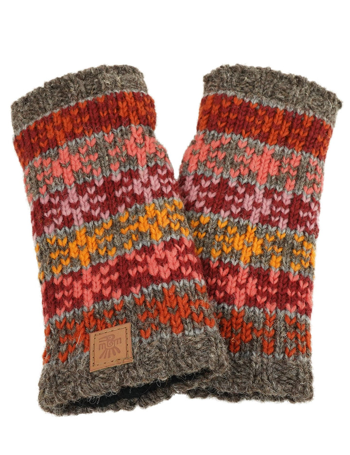 Frauen Wolle Handwärmer Fleece Gefüttert Handgestrickte Sterne Grau Mehrfarbig Einheitsgrösse Handma