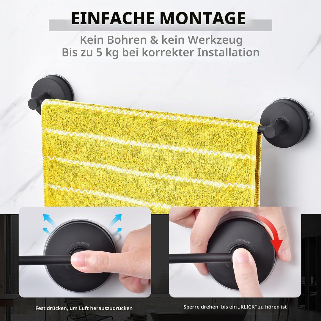 YOHOM 42,8cm Handtuchstange Saugnapf Ohne Bohren Handtuchhalterung Saugnapf Bad Handtuchstange Vakuu
