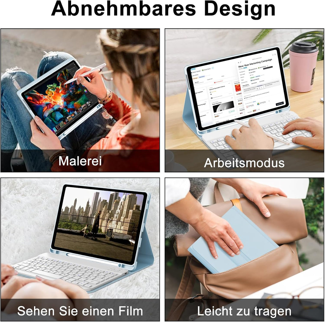 Tastatur Hülle für Lenovo Tab M11 11 Zoll 2024, QWERTZ Deutsches Tastatur mit Magnetisch Abnehmbarer