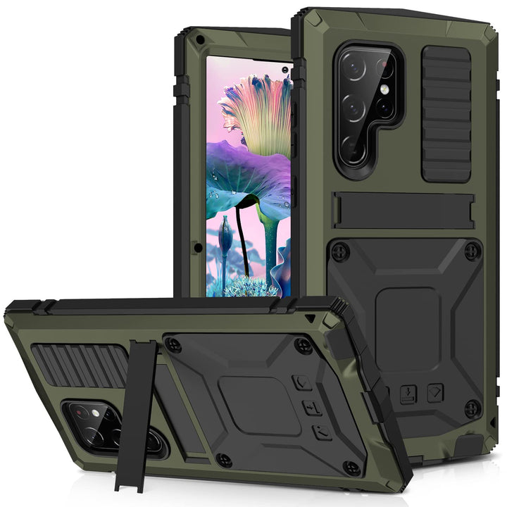 MIYIYQP Kompatibel mit Samsung Galaxy S23 Ultra 5G Metall hülle, Powerful Hybrid Schutz stossfest wa