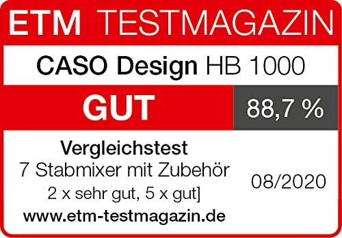 Caso HB 1000 Design Stabmixer inkl. Pürierstab, Schneebesen, Messbecher und Behälter, 1000 Watt, Alu