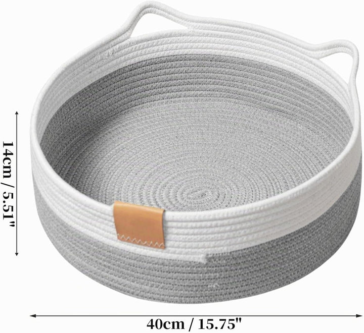 Gewebtes Katzenbett, 40 cm Durchmesser Faltbarer Korb-Nistplatz, Atmungsaktives Haustier-Liegebett,