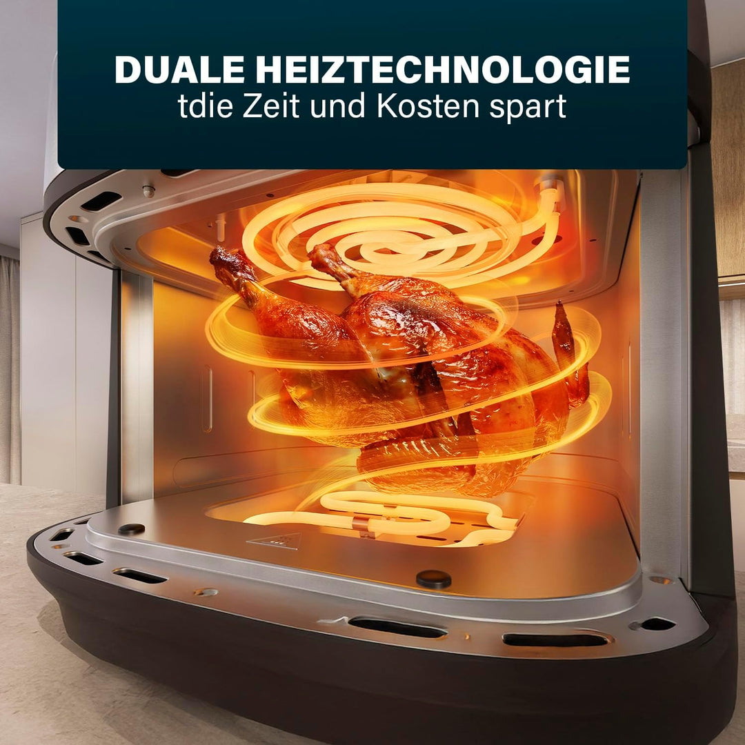 Princess Dual Heat Airfryer 8L XXL, Heissluftfritteuse mit Doppeltem Heizelement für eine Schnellere