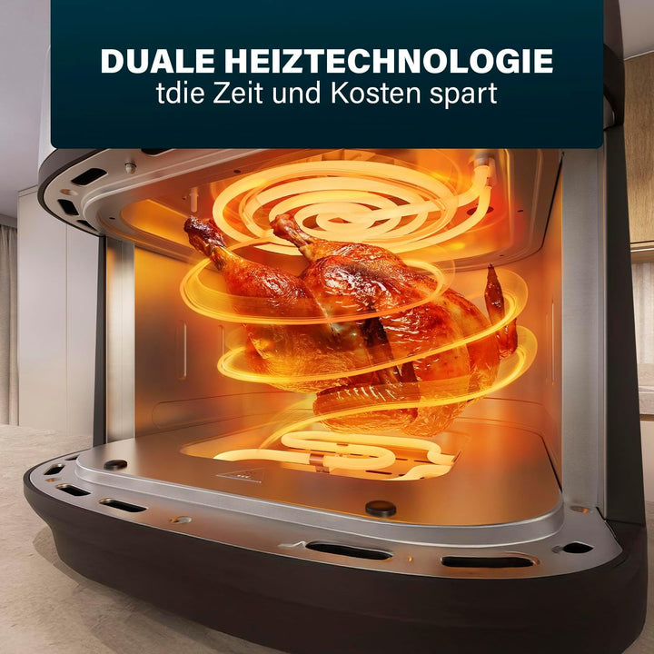 Princess Dual Heat Airfryer 8L XXL, Heissluftfritteuse mit Doppeltem Heizelement für eine Schnellere