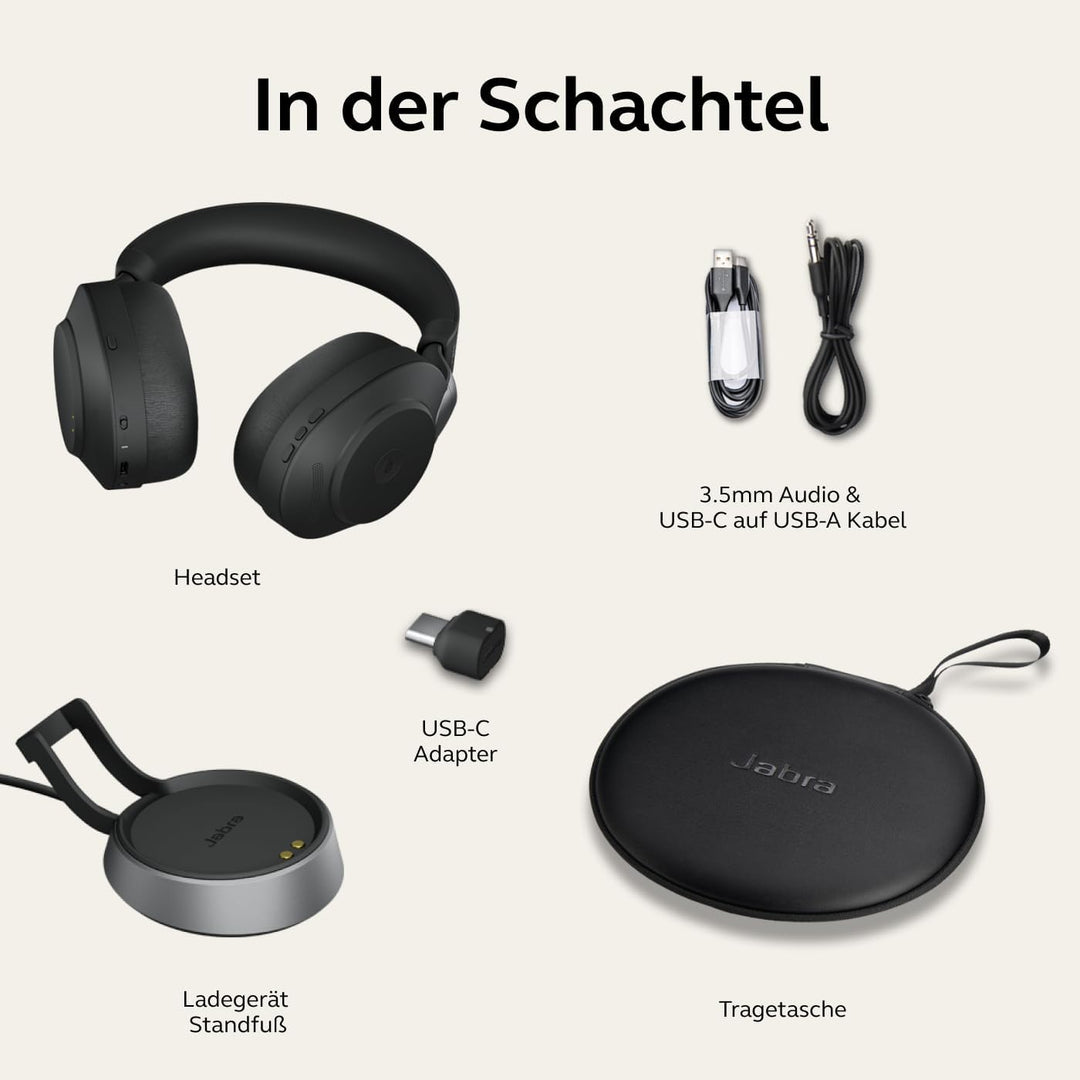 Jabra Evolve2 85 Wireless PC Headset with Charging Stand – Noise Cancelling UC Certified Stereo Head
