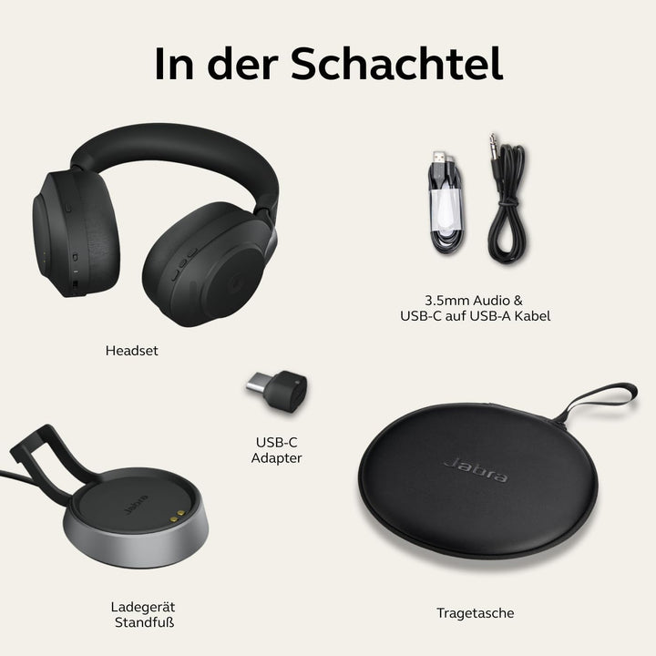 Jabra Evolve2 85 Wireless PC Headset with Charging Stand – Noise Cancelling UC Certified Stereo Head