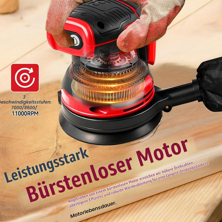Bürstenloser Exzenterschleifer für Milwaukee M18 18V Akku, 12,7 cm Brushelss Elektrischer Handschlei