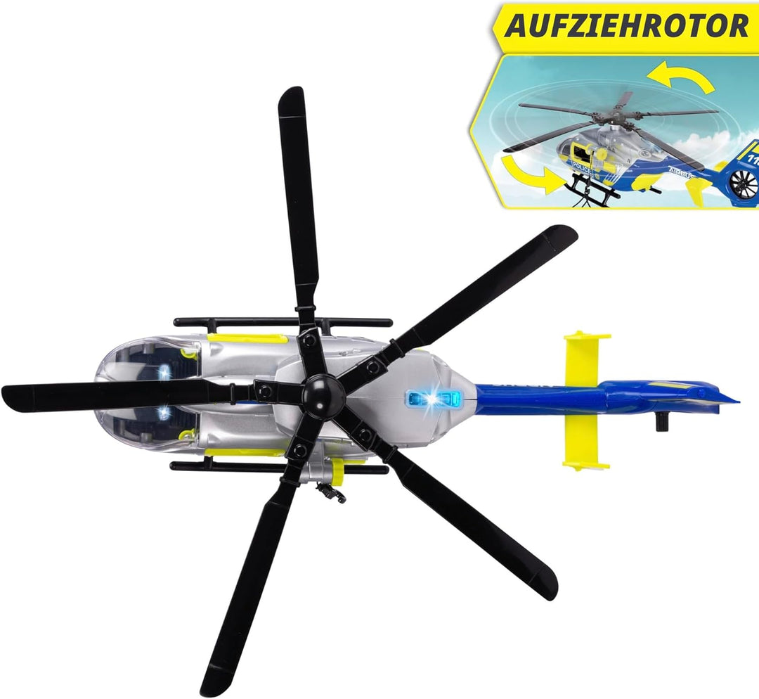 Dickie Toys - Polizei-Hubschrauber Airbus H145 (36 cm) - Spielzeug-Helikopter mit Aufzieh-Propeller,