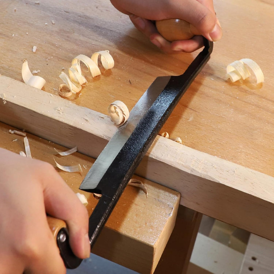 banapoy Zieh-Messer, Wolfram-Stahl 6 Zoll Straight Draw Knife Entrindungswerkzeug, Anti-Rutsch Holzg