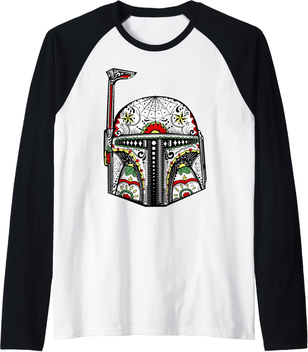 Star Wars Bobe Fett Henna Style Sugar Skull Makeover Raglan