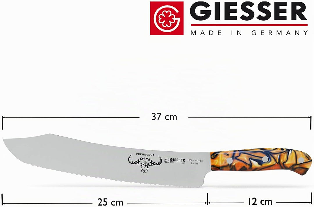 GIESSER seit 1776 - Made in Germany - Brotmesser 25 cm Spicy Orange, PremiumCut Wave No 1, Wellensch