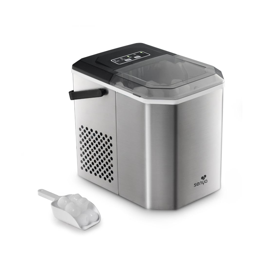 SENYA Eiswürfelmaschine, 2 Eiswürfelgrössen, bis zu 12 kg in 24 Stunden, Tank 1,3 l – LED-Display –