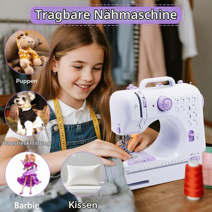 Nähmaschine für Anfänger and Kinder, 12 Stichprogrammen Kleine Nähmaschinen, Mini Sewing Machine Tra