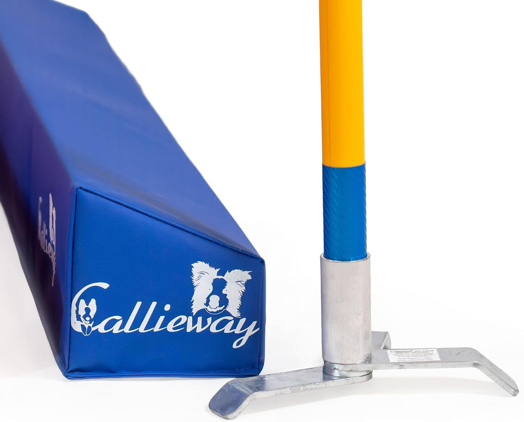 Callieway Agility Soft-Weitsprung - FCI konform (inkl. 4 Ecksteher in orange) blau/himbeer inkl. Eck