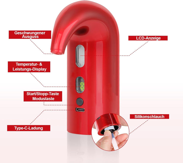 Cosyall Elektrischer Wein Dekanter, Automatischer und Tragbarer Weinbelüfter, Dosierbarer Weinspende