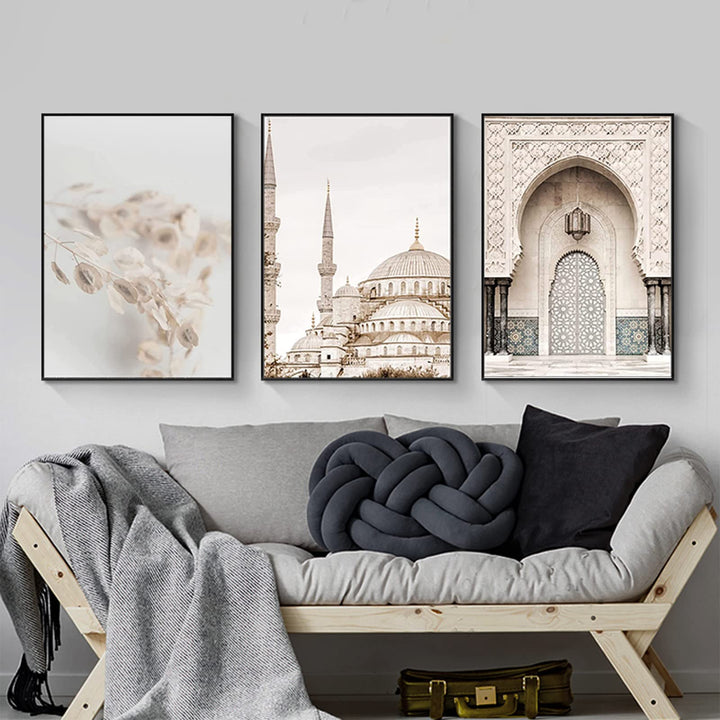 JNAOZI Arabische Kalligraphie Leinwand Drucke, Islamische Poster, Gold Islamische Kirchenbilder,Isla