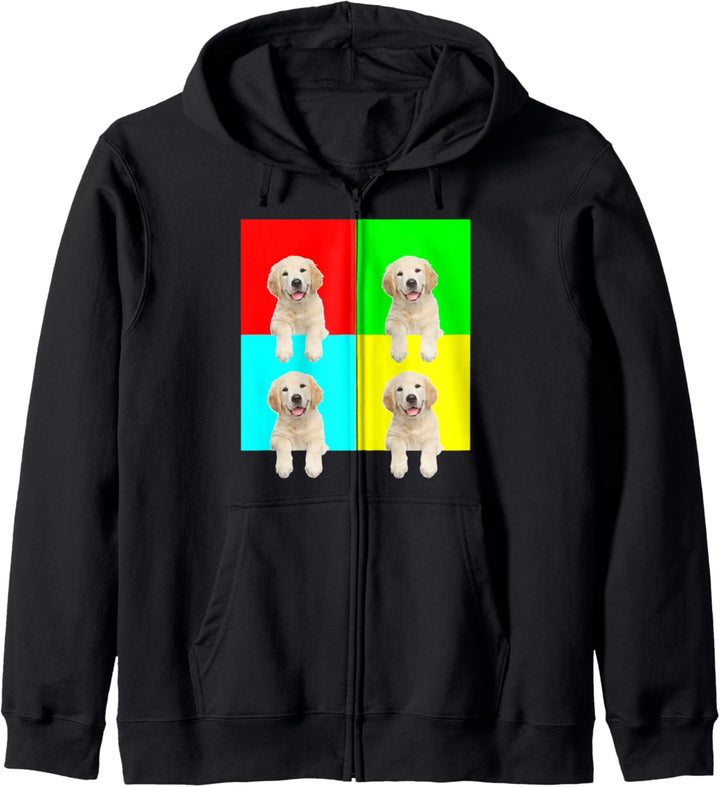 Pop Art Dog Golden Retriever Puppy Kapuzenjacke