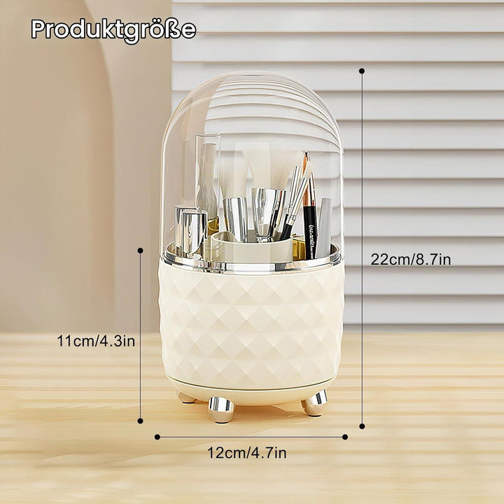 Makeup Brush Holder Organizer 360°Drehbarer Pinsel Organizer mit Deckel Staubdicht Kosmetik Make Up