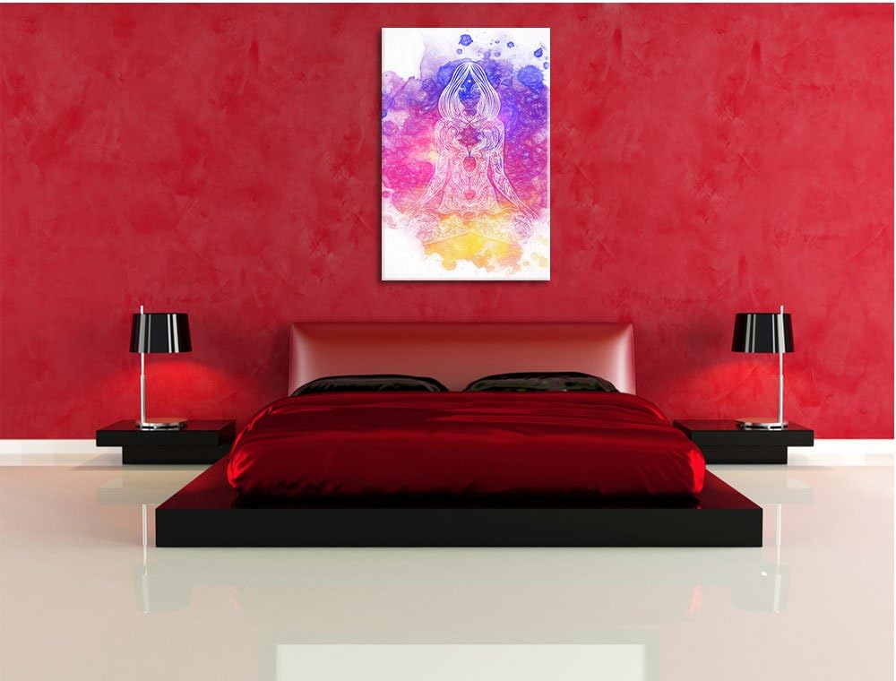 Pixxprint Lotoshaltung Yoga Kunst Buntstift Effekt, Format: 100x70 auf Leinwand, 100x70