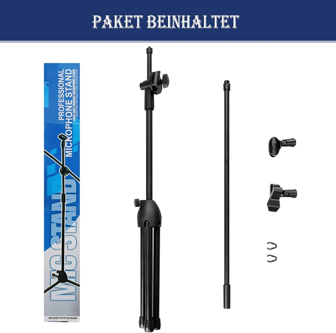 Mikrofonständer Einstellbare 73-175cm Mikrofonstativ Mikrofon Ständer mit 2 Mikrofonklemmen Einen St