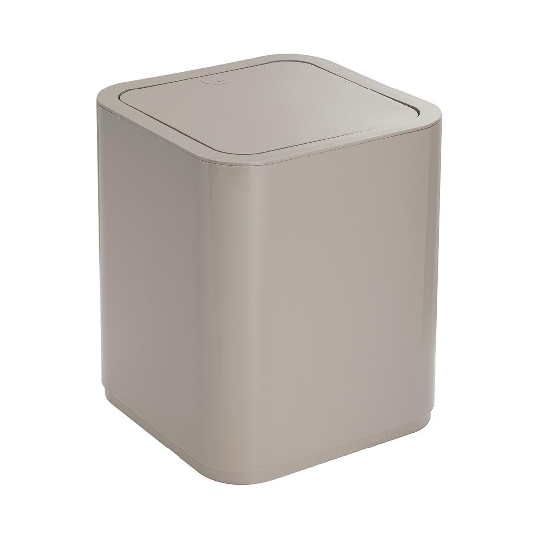KIAMAMI VALENTINA - 8 Liter, quadratischer Abfalleimer mit Deckel in Beige | Agave Beige 8l, Beige 8