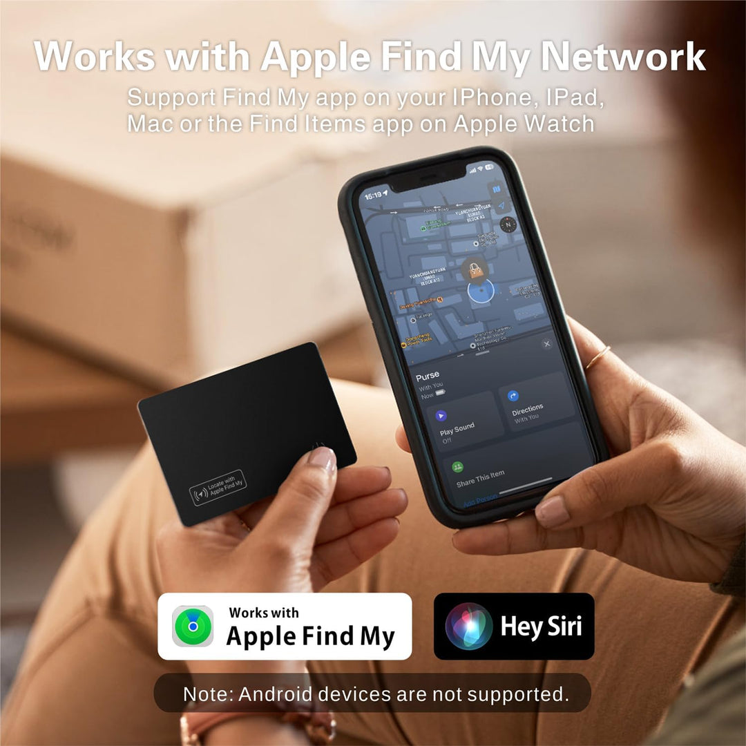 Reyke Wallet-Tracker-Karte, kompatibel mit Apple Find My, 2er-Pack, flach | Flache, wiederaufladbare