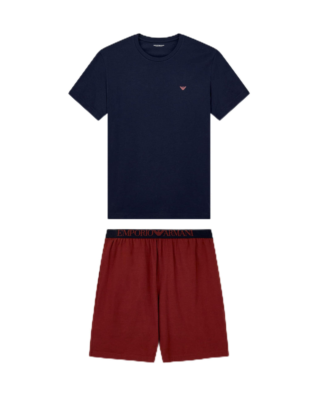 Emporio Armani Herren Short Pajamas Pyjamaset S Blu/Brick, S Blu/Brick