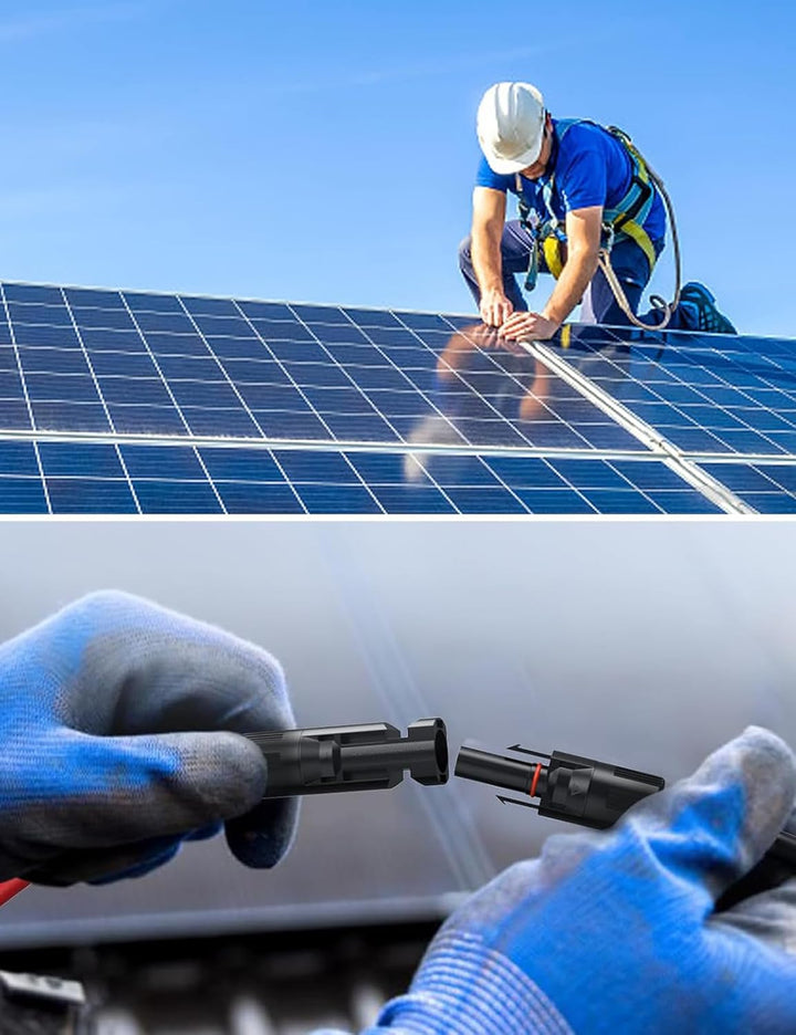 Tonton Solarkabel 6mm² Verlängerung 3Meter 10AWG, Solarpanel Verlängerungskabel mit Buchse und Steck