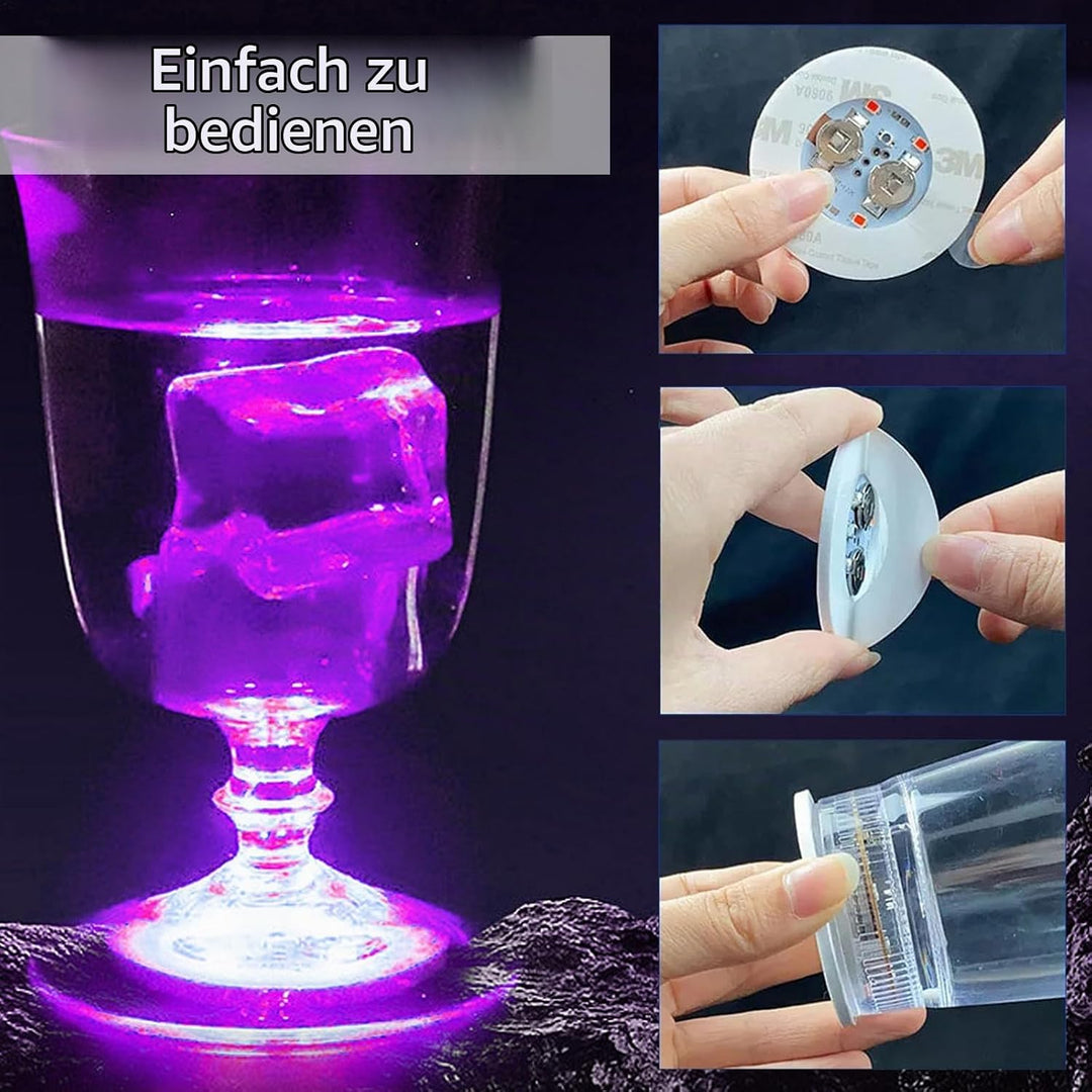 12 pcs LED-Untersetzer, LED Sticker Stimmungslichter, Bunt LED Untersetzer, Leuchtuntersetzer Rund,