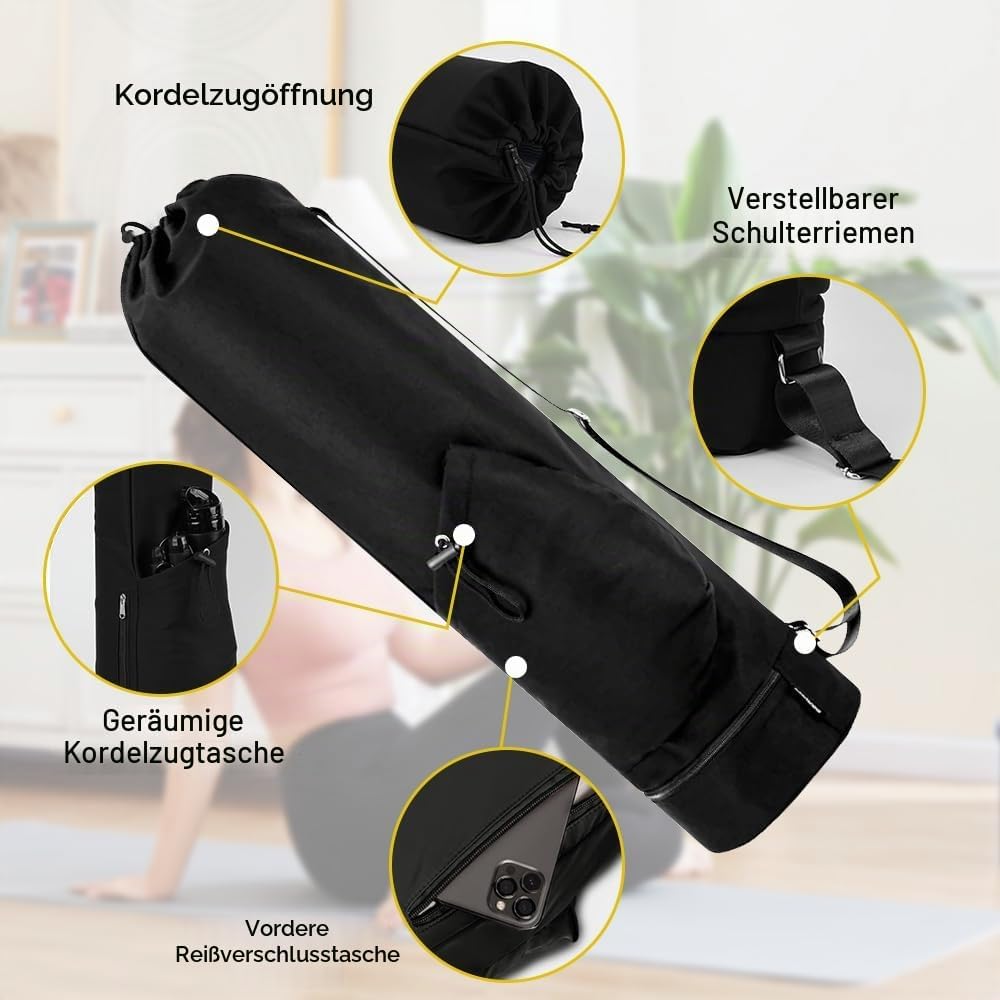 Yogatasche, Yogamatte Tasche mit Verstellbarem Schultergurt Yoga Tasche Gross mit Nassfach und Flasc