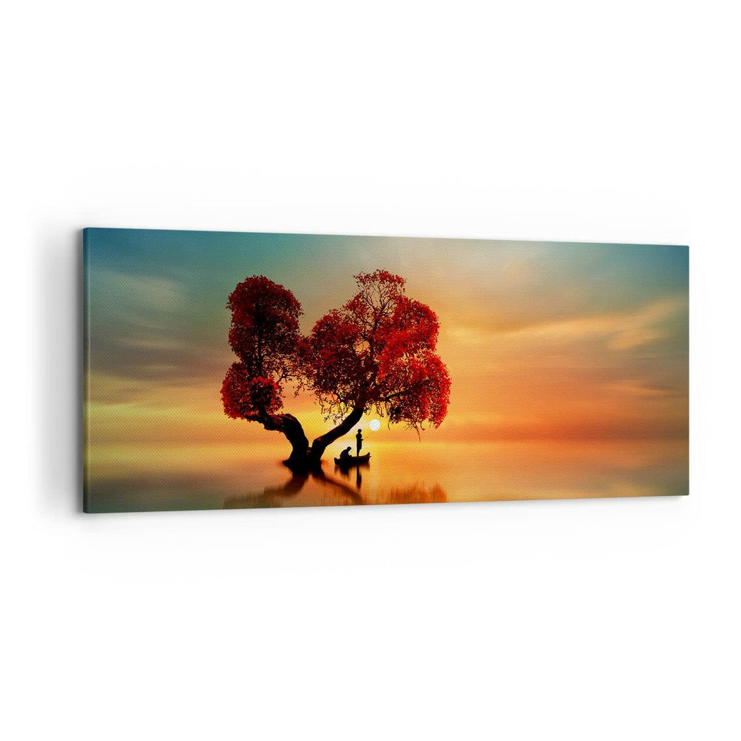 Wandbilder Dekoration Wohnzimmer See Natur Nacht Panorama Bilder auf Leinwand 120x50cm Leinwandbild