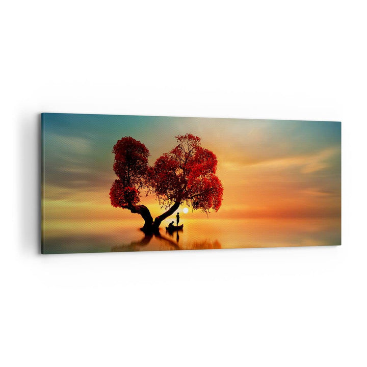 Wandbilder Dekoration Wohnzimmer See Natur Nacht Panorama Bilder auf Leinwand 120x50cm Leinwandbild
