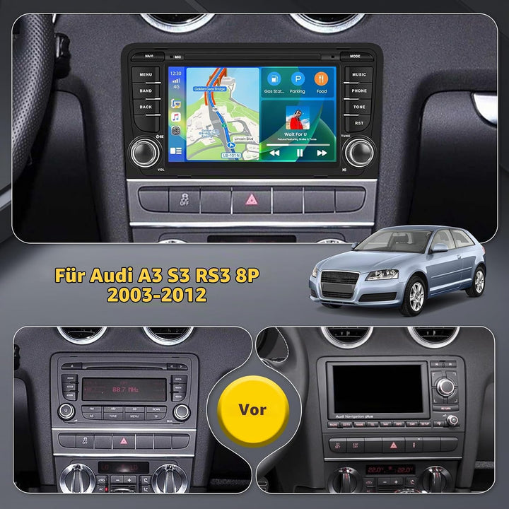 [4G+64G] Inefala Android 15 Autoradio für Audi A3 S3 RS3 8P 2003-2012 mit Wireless Carplay Android,