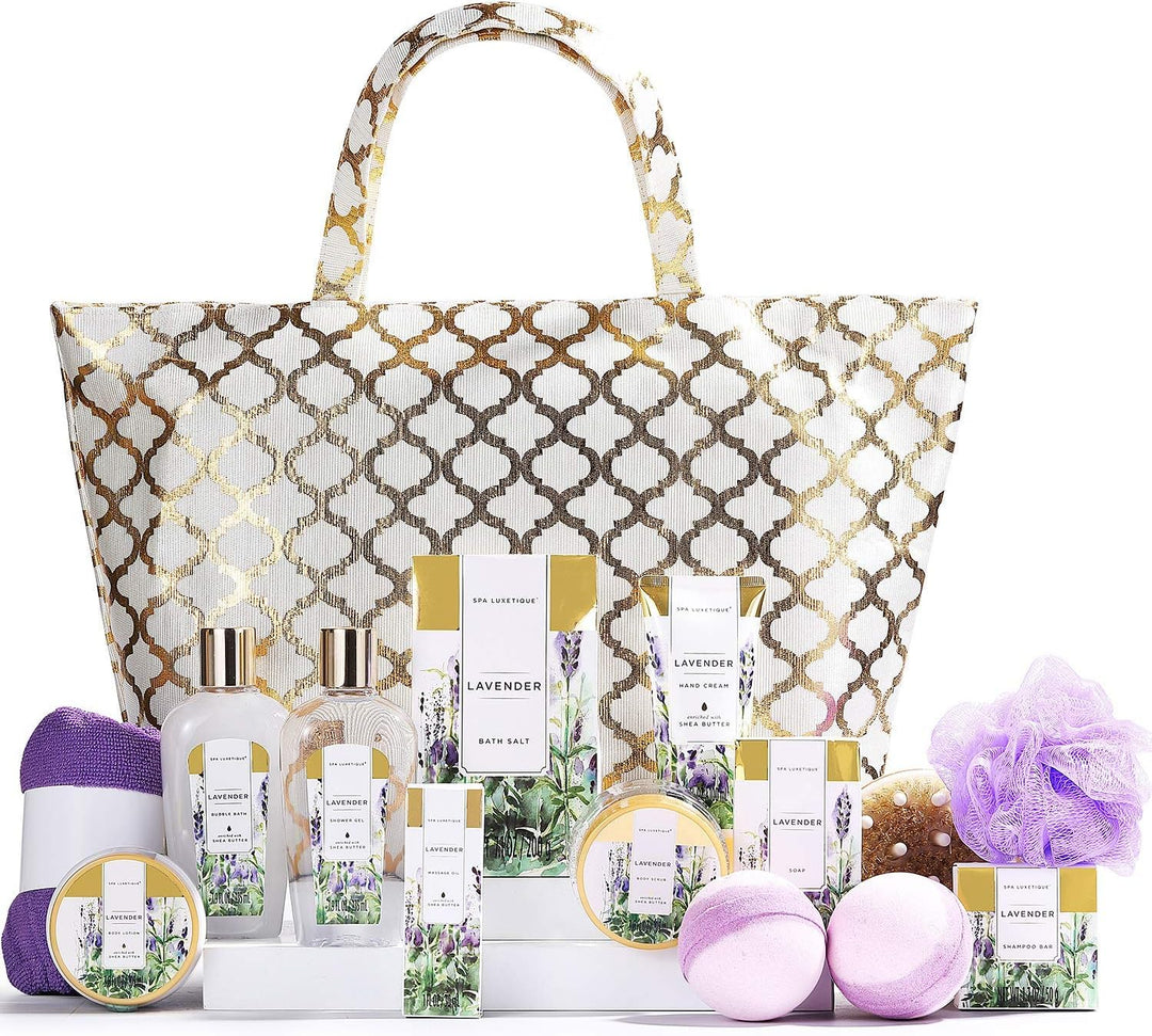 SPA LUXETIQUE 15tlg Lavendelduft Bade Geschenkset, Valentinstag Geschenke für Frauen mit Duschgel, B