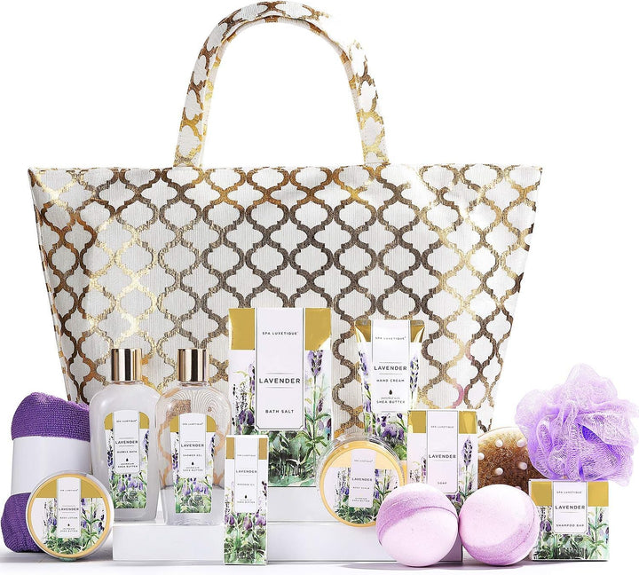 SPA LUXETIQUE 15tlg Lavendelduft Bade Geschenkset, Valentinstag Geschenke für Frauen mit Duschgel, B