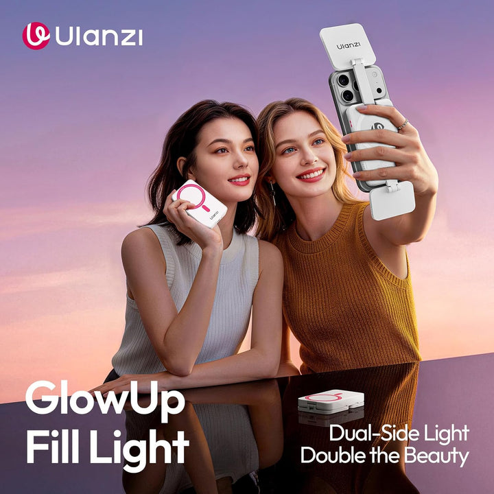 ULANZI GL01 [2026 Aktualisierte] Magnetische Selfie Licht für iPhone, Magnet LED Handy licht mit Zwe