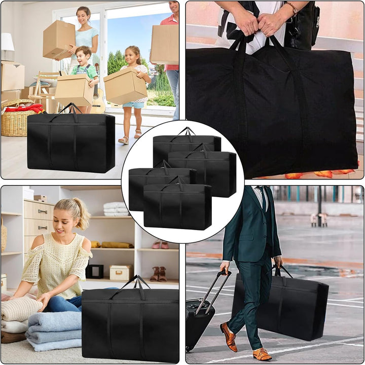 4 Stk 180L Extra Grosse Aufbewahrungstasche, 600D Oxford Heavy-Duty Umzugstaschen mit Reissverschlüs