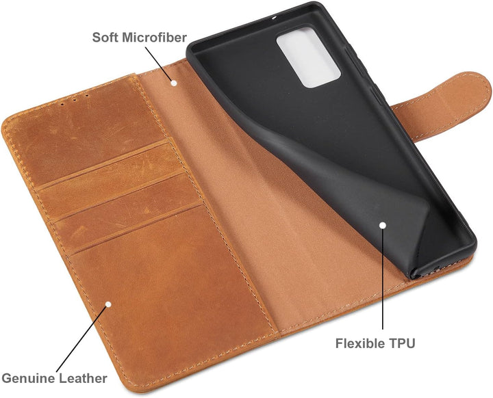 LENSUN Echtleder Hülle für Samsung Galaxy Note 20 Ultra, Handyhülle [Echtes Leder] [Kartenfach] RFID