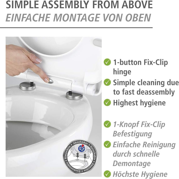 WENKO WC-Sitz Mod. Tonga mit Hochglanz-Oberfläche, Toilettendeckel mit Absenkautomatik, bruchstabile