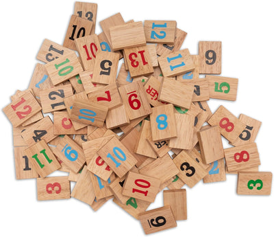 LOGOPLAY Rummy - Okey - Gesellschaftsspiel - Legespiel mit 162 Spielsteinen und 6 Halterungen im Sto