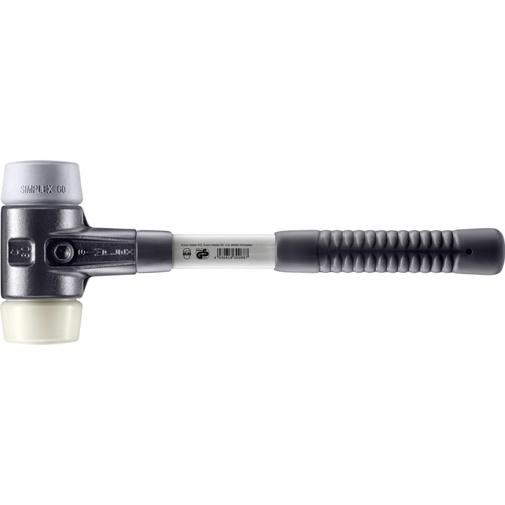 SIMPLEX-Schonhammer, TPE-mid/Nylon; mit verstärktem Tempergussgehäuse und Fiberglasstiel | D=60 mm |