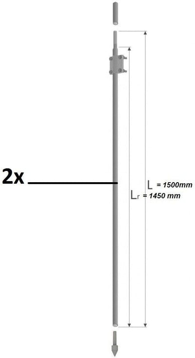 Tiefenerder Erder Erdung Staberder feuerverzinkt Ø20mm 1500mm 1,5m SET Längenauswahl (SET 3000mm 2x1