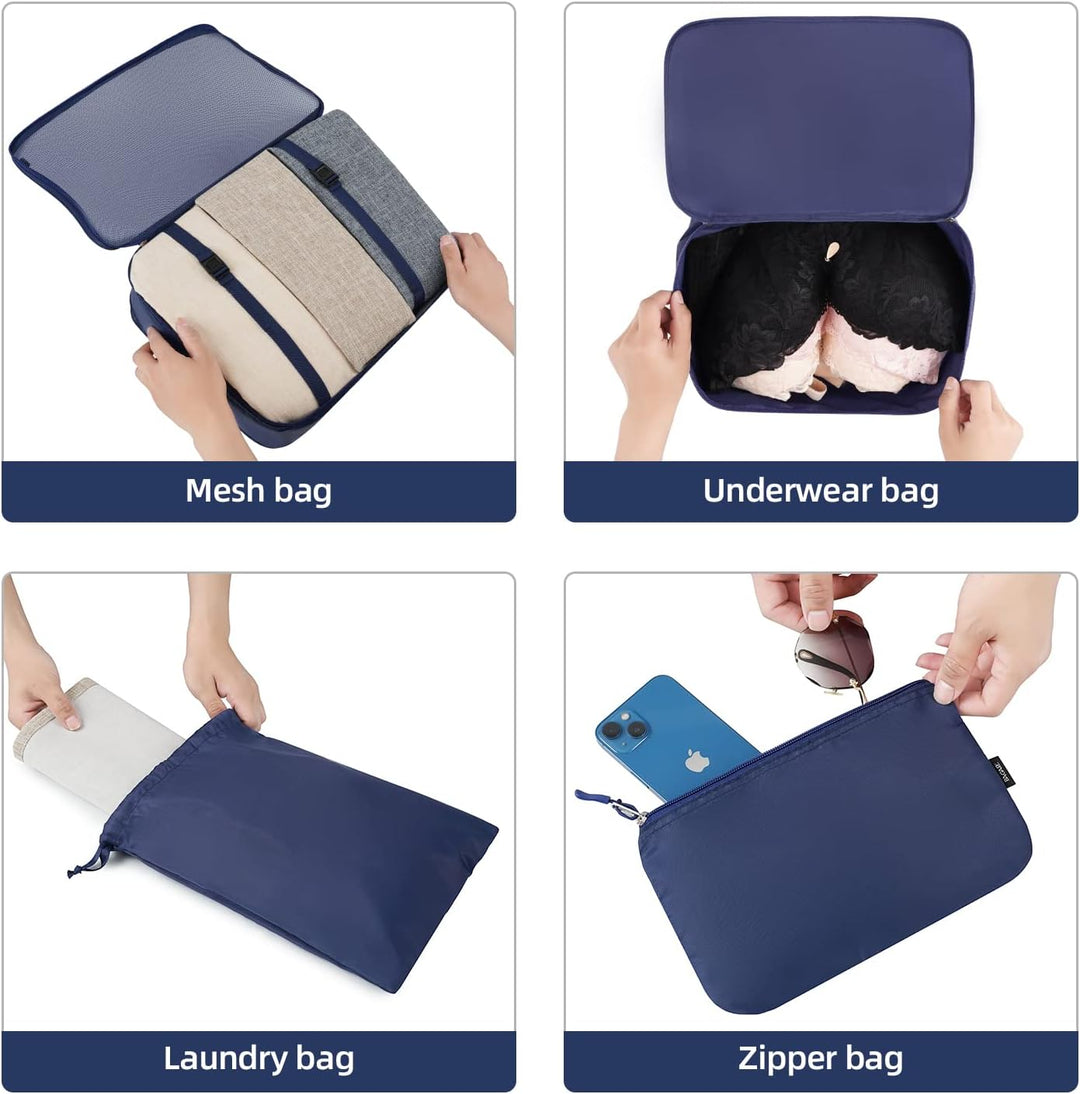 BAGAIL 10er-Set Packwürfel in verschiedenen Grössen Packorganizer für Reisezubehör Handgepäckkoffer