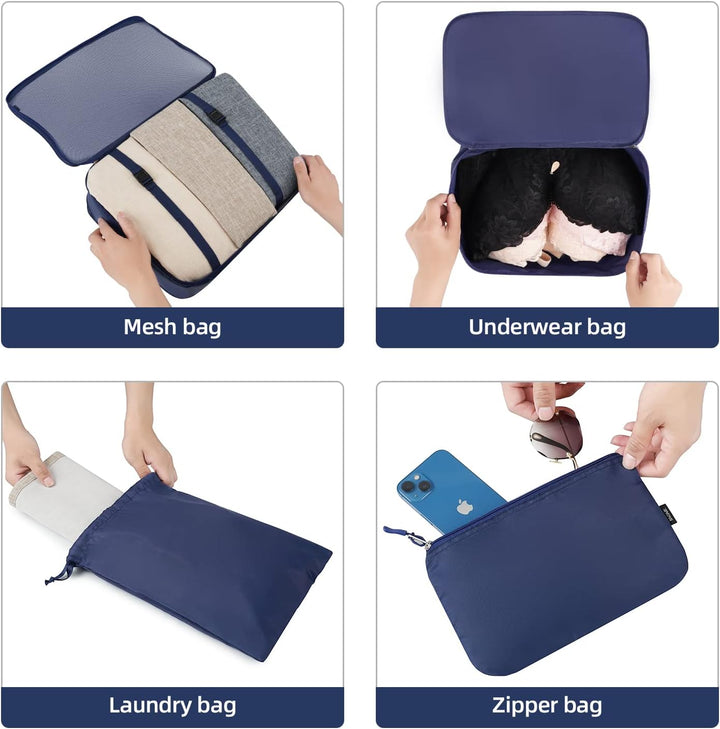 BAGAIL 10er-Set Packwürfel in verschiedenen Grössen Packorganizer für Reisezubehör Handgepäckkoffer